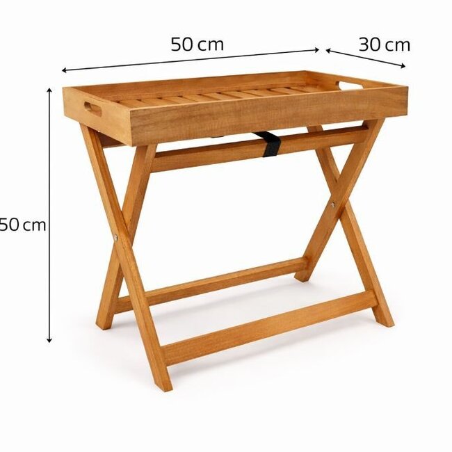 Bijzettafel Malibu - Inklapbaar met afneembaar Dienblad - 50 x 30 x 50 cm