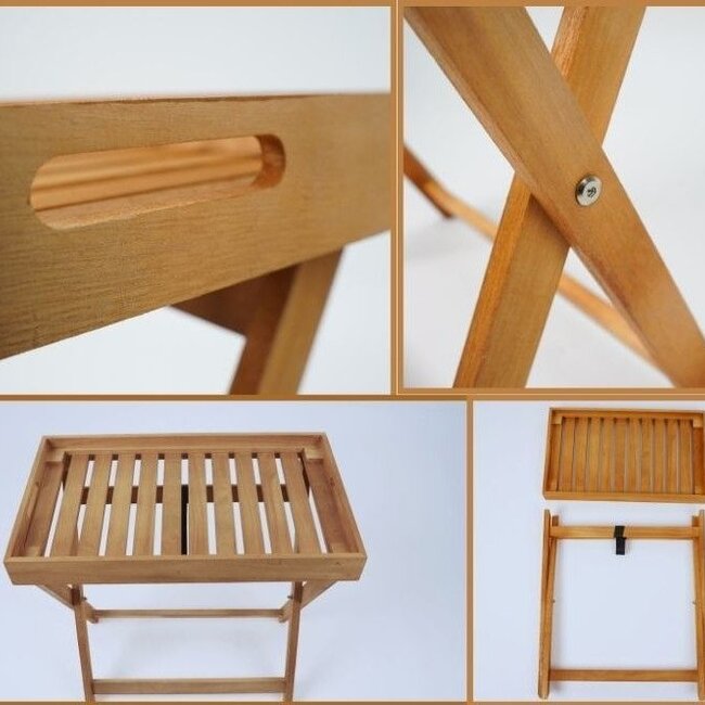 Bijzettafel Malibu - Inklapbaar met afneembaar Dienblad - 50 x 30 x 50 cm