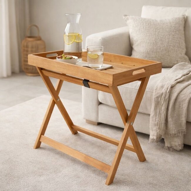 Ceruzo Malibu Klapp-Beistelltisch mit abnehmbarem Tablett - 50 × 30 × 50 cm