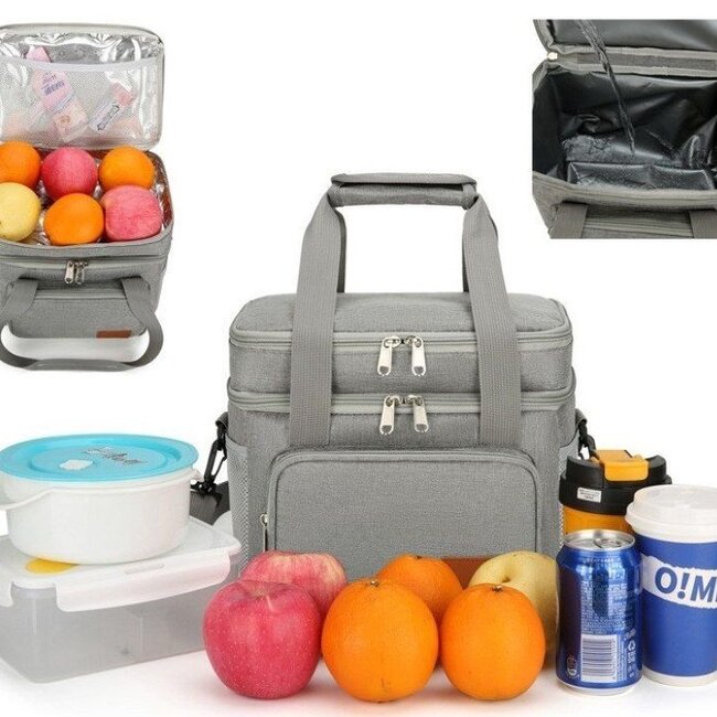 Ceruzo Isolierte Kühltasche - Lunch-Tasche, 14 L - Grau