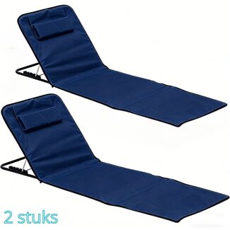 Ceruzo Strandmat - 2 Stuks - Donkerblauw - 145x47x40 cm