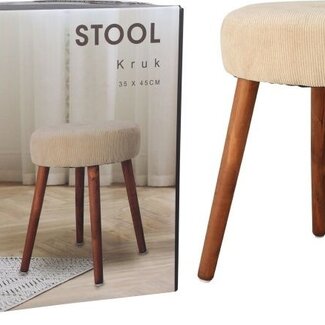 Trends4You Bijzetkrukje - creme wit - 45cm