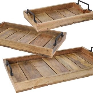 Dienbladen Mangohout - set van 3