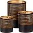Theelichthouders - 3x - Zwart met Goud