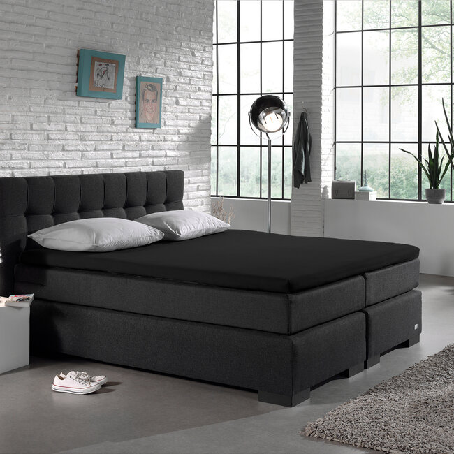 Jersey-topperhoeslaken zwart 190/200 x 200/220 cm