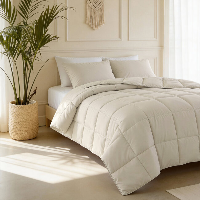 Alles-in-één Lazy dekbed percale beige 240 x 220