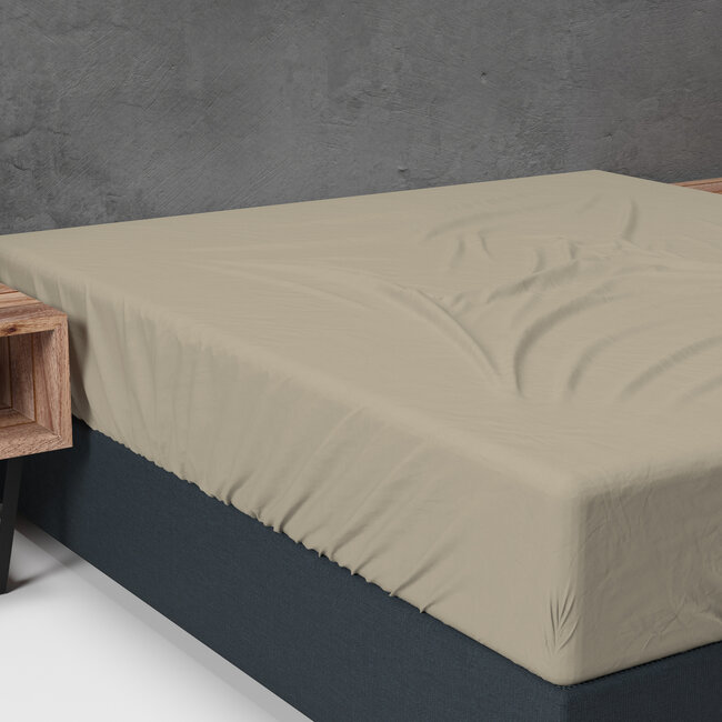 Flanellen Basic Hoeslaken Taupe 180 x 200