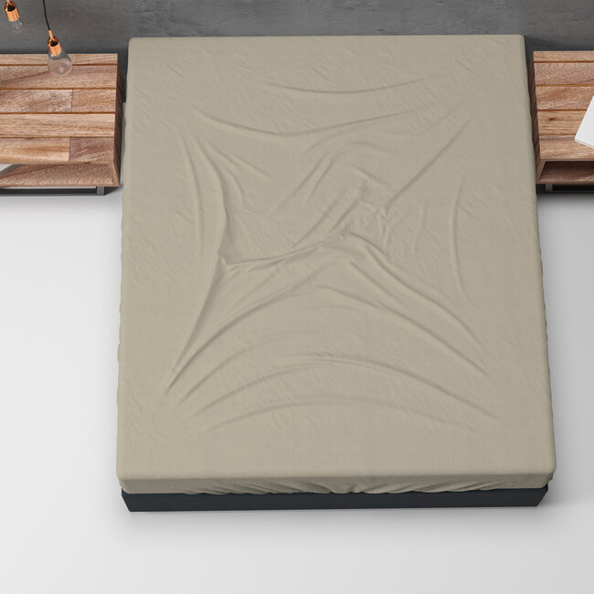 Flanellen Basic Hoeslaken Taupe 180 x 200