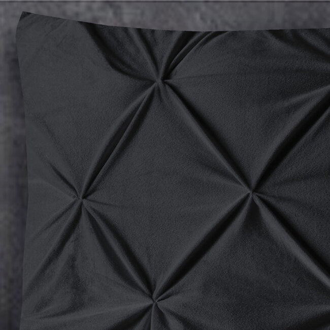 Fluwelen pintuck kussenslopen set van 2 zwart 60 x 70 cm