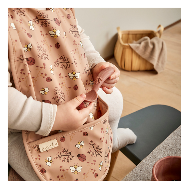 Nuuroo Ida Coated Bib with Pocket - Sand - Flower Bee