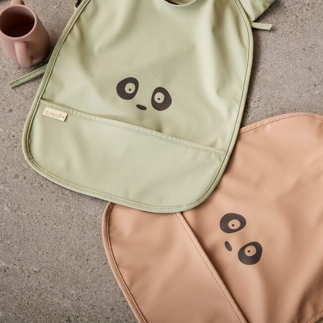 Nuuroo Ida Coated Bib with Pocket - Light Green - Panda