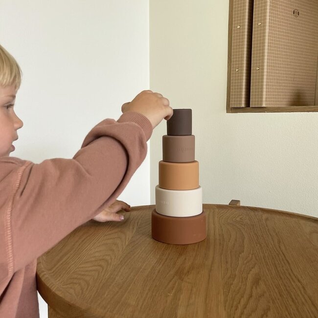 Nuuroo Vanja Silicone Stacking Tower - Brown Colour Mix