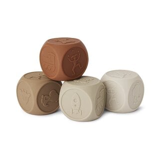 Nuuroo Sana siliconen dobbelstenen 4 pack-Bruine kleurenmix
