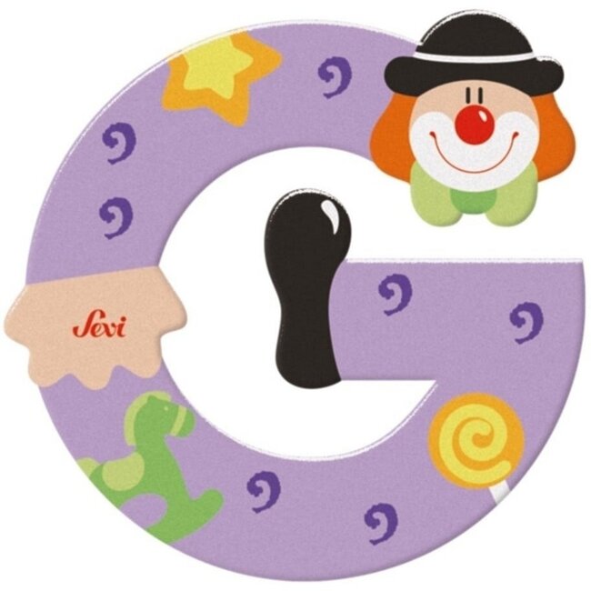 Sevi Holzbuchstabe G mit Clownmotiv - 10 cm