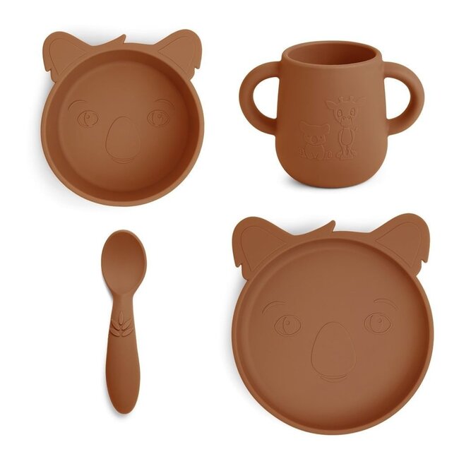 Nuuroo Lykke Silikon-Geschirrset - 4-teilig - Koala - Caramel Café