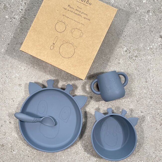 Nuuroo Lykke Silicone Dinner Set - 4-Piece - Giraffe - Bering Sea