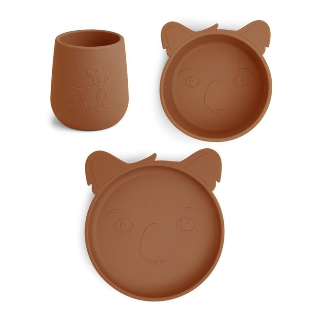 Nuuroo Judi Silikon-Geschirrset - 3-teilig - Koala - Caramel Café