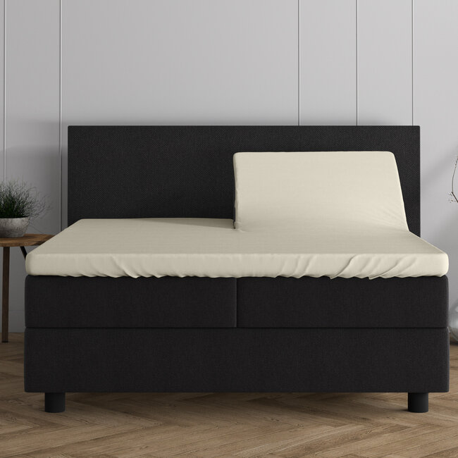 Dubbel jersey 220 gr. splittopper hoeslaken crème 180 x 200/220