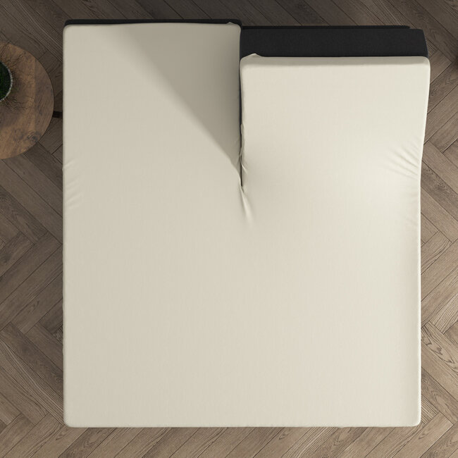 Dubbel jersey 220 gr. splittopper hoeslaken crème 180 x 200/220