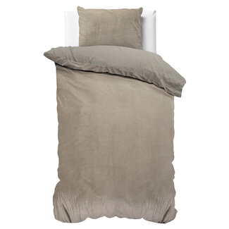 Sleeptime Fluweel effen taupe/grijs 140 x 200/220