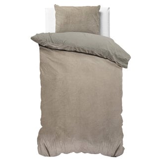 Sleeptime Velvet plain taupe/grey 140 × 200/220 - Duvet Cover