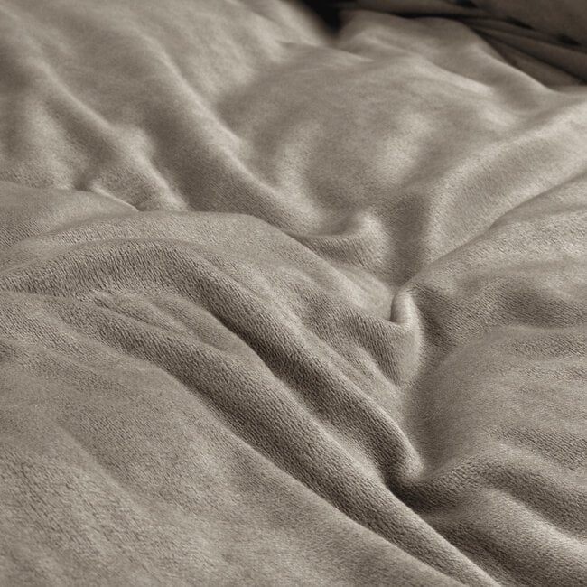Sleeptime Velvet plain taupe/grey 140 × 200/220 - Duvet Cover