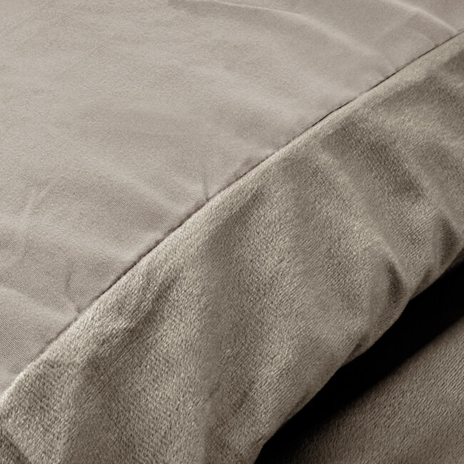 Fluweel effen taupe/grijs 140 x 200/220