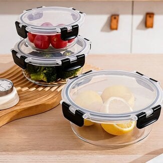 Ceruzo Meal Prep Bakjes - 3 stuks Vershoudbakjes - Glas
