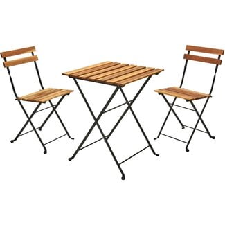 Ambiance Bistroset - teaklook - inklapbaar - metaal - hout