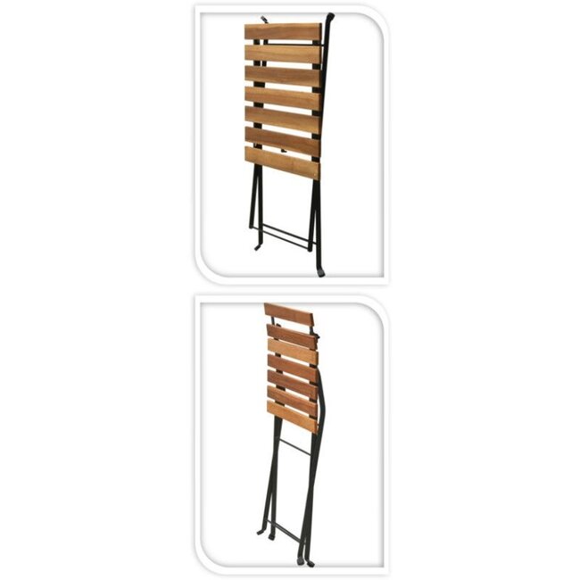 Bistroset - teaklook - inklapbaar - metaal - hout