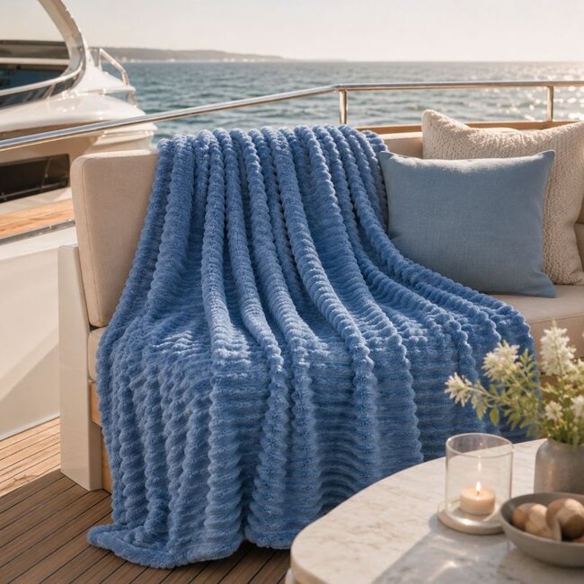 Fleece deken - 150x200 cm - denim blauw