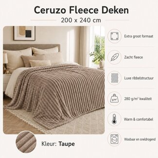 Ceruzo Fleecedecke - 200 × 240 cm - Taupe