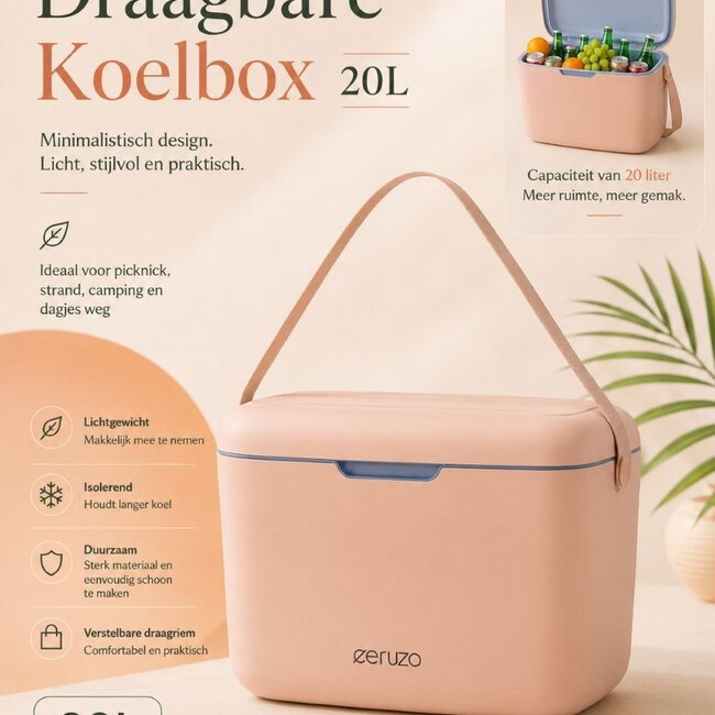 Koelbox 20 Liter - Trendy Roze
