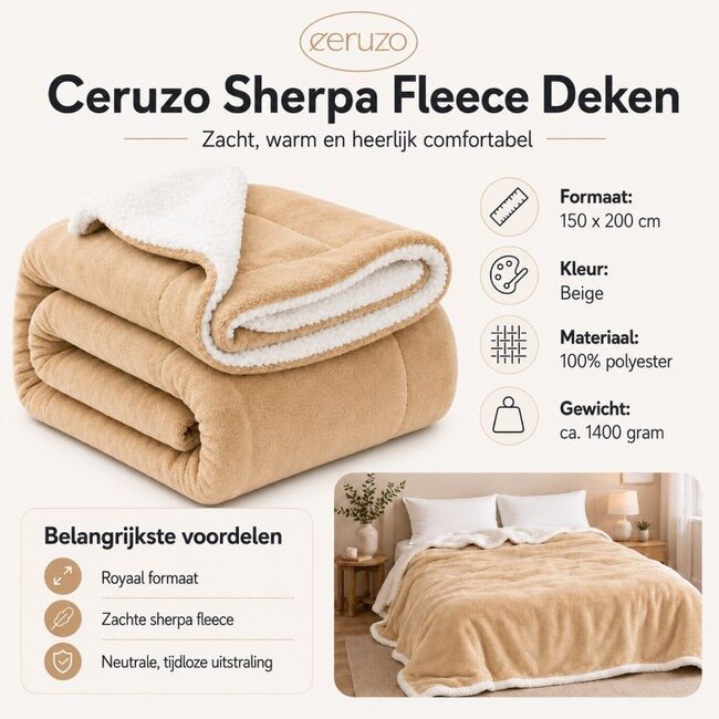 Sherpa Fleece Deken - 150x200 cm - Beige