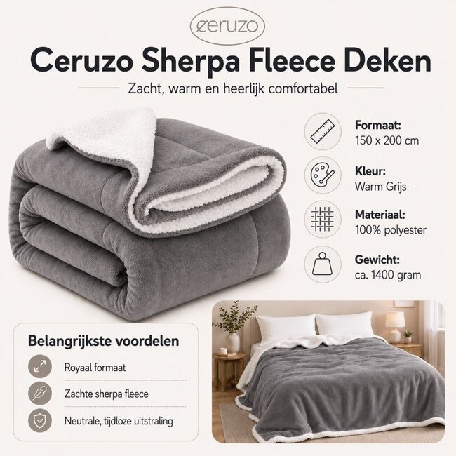 Sherpa Fleece Deken - 150x200 cm - Donker Grijs