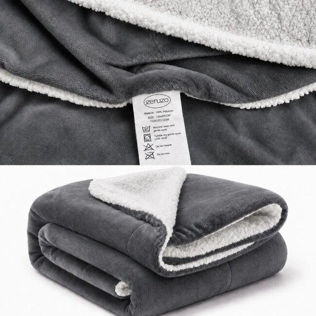 Sherpa Fleece Deken - 150x200 cm - Donker Grijs