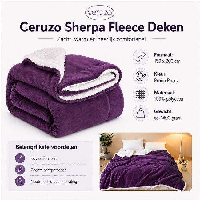 Sherpa Fleece Deken - 150x200 cm - Paars
