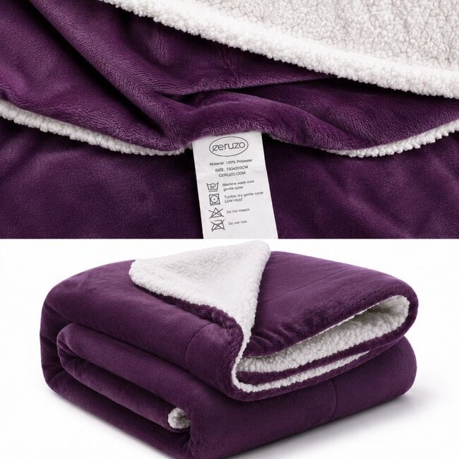Sherpa Fleece Deken - 150x200 cm - Paars