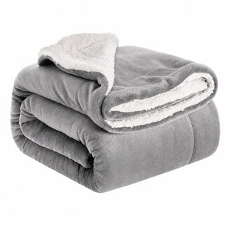 Ceruzo Sherpa Fleece Deken - 150x200 cm - Licht Grijs