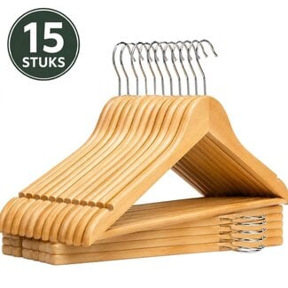 Ceruzo 15 Houten Kledinghangers - Naturel