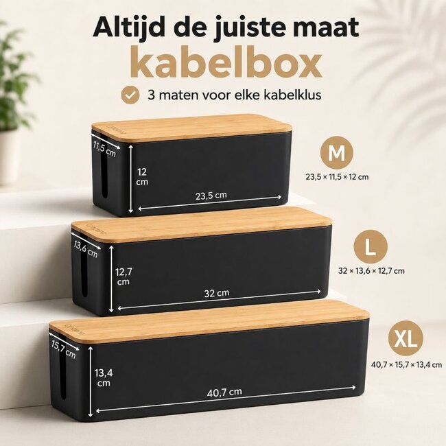 Kabelbox Zwart - 3-delig