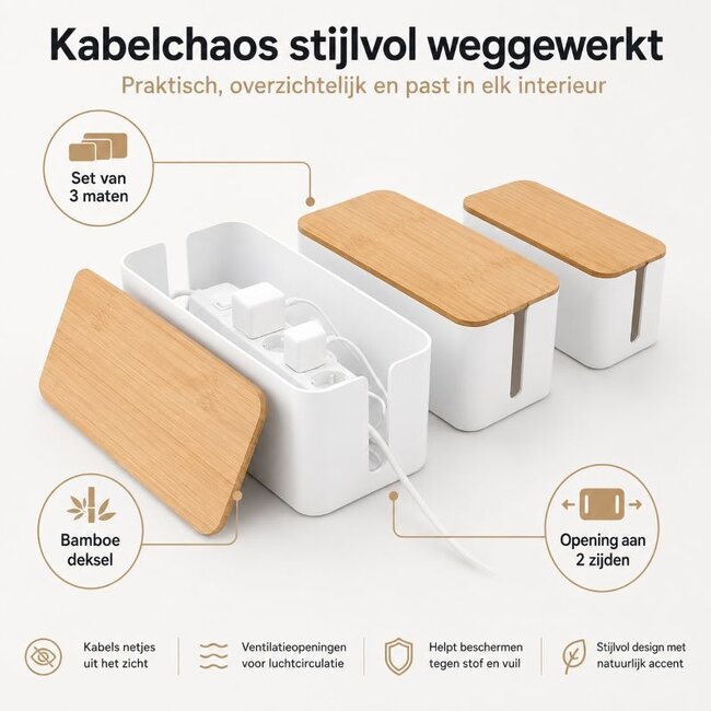Kabelbox Wit - 3-delig