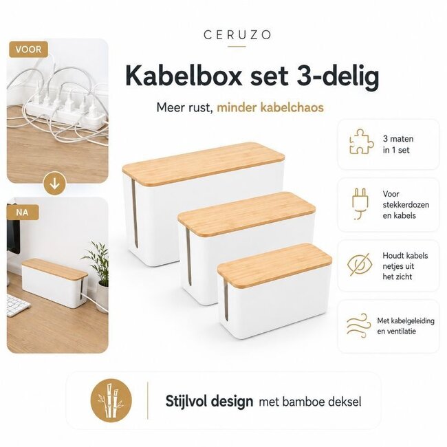 Kabelbox Wit - 3-delig