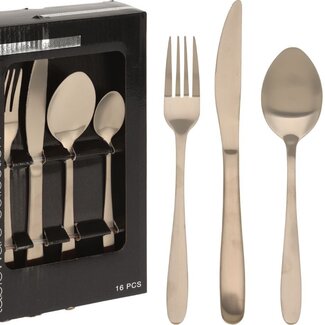 Excellent Houseware Cutlery set 16 pieces - matte gold