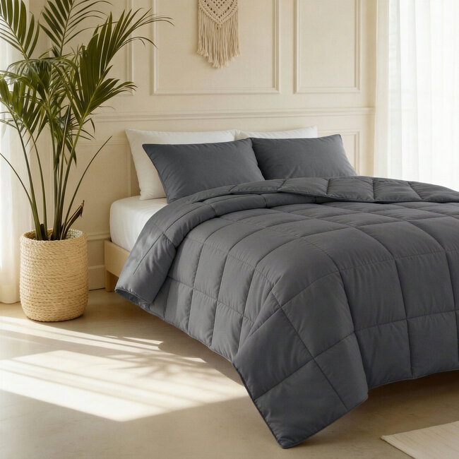 Primaviera Deluxe All-in-One Lazy Perkal-Bettdecke - Anthrazit - 200 × 220 cm