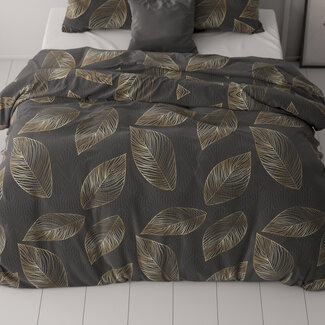 Sleeptime Golden leaf Anthracite 200 × 220 - Duvet Cover