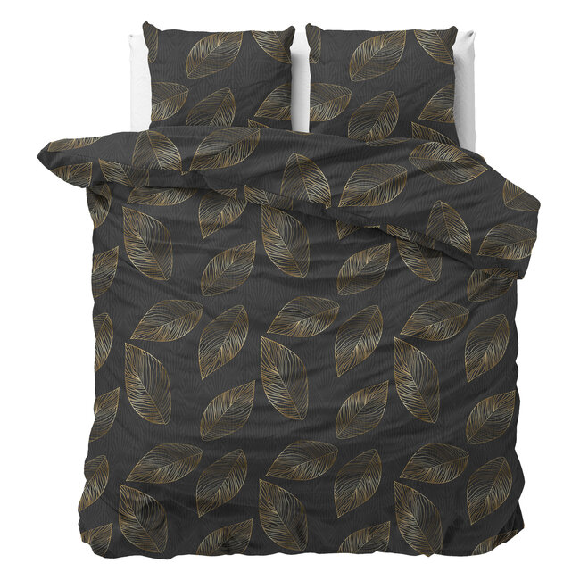 Sleeptime Golden leaf Anthracite 200 × 220 - Duvet Cover