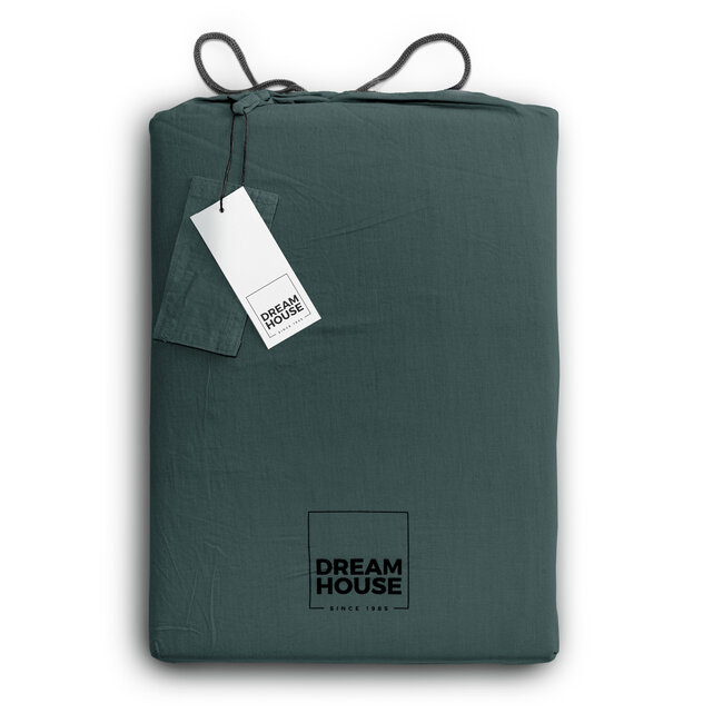Dreamhouse Stonewashed dark green 140 × 220 - Duvet Cover