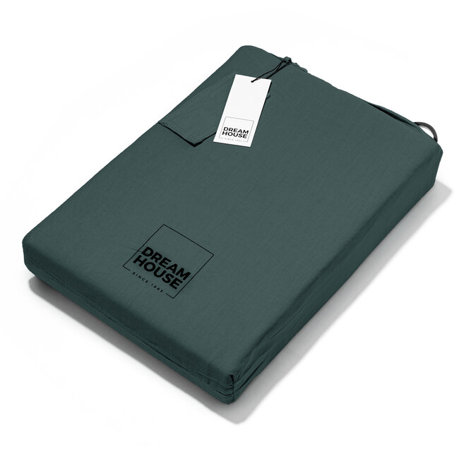 Dreamhouse Stonewashed dark green 140 × 220 - Duvet Cover