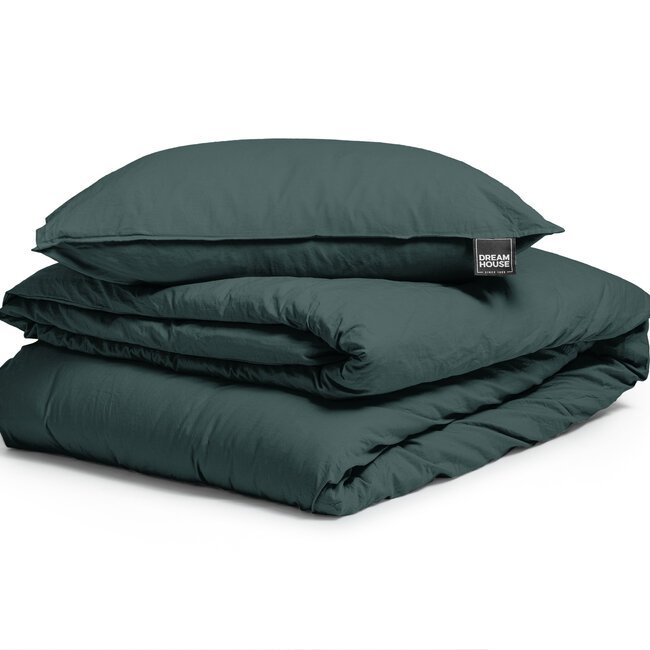 Dreamhouse Stonewashed dark green 140 × 220 - Duvet Cover